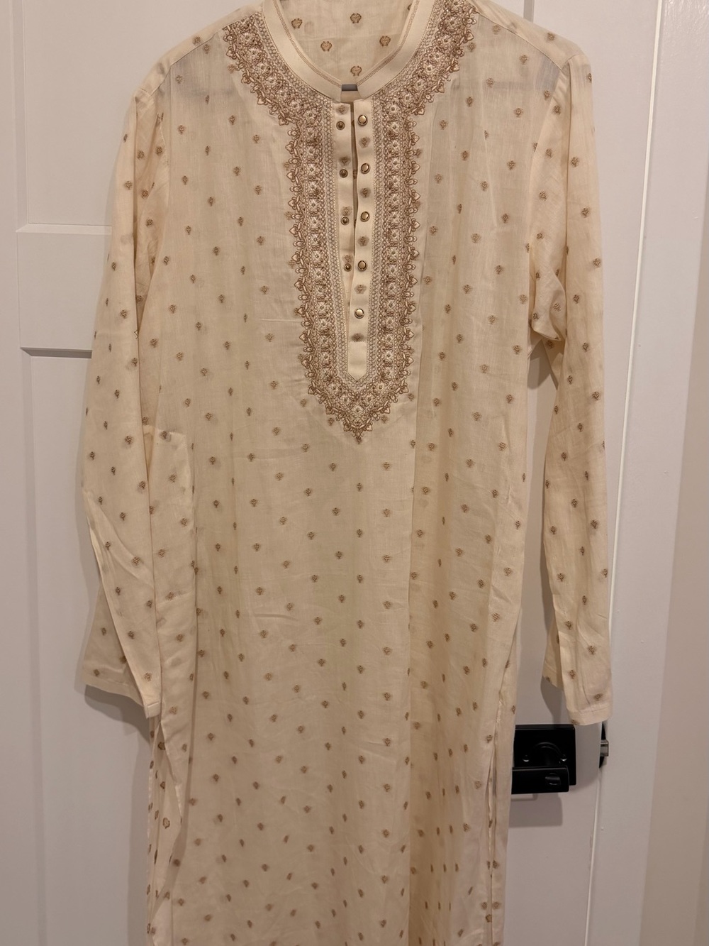Men's Cream Embroidered Kurta Shirt